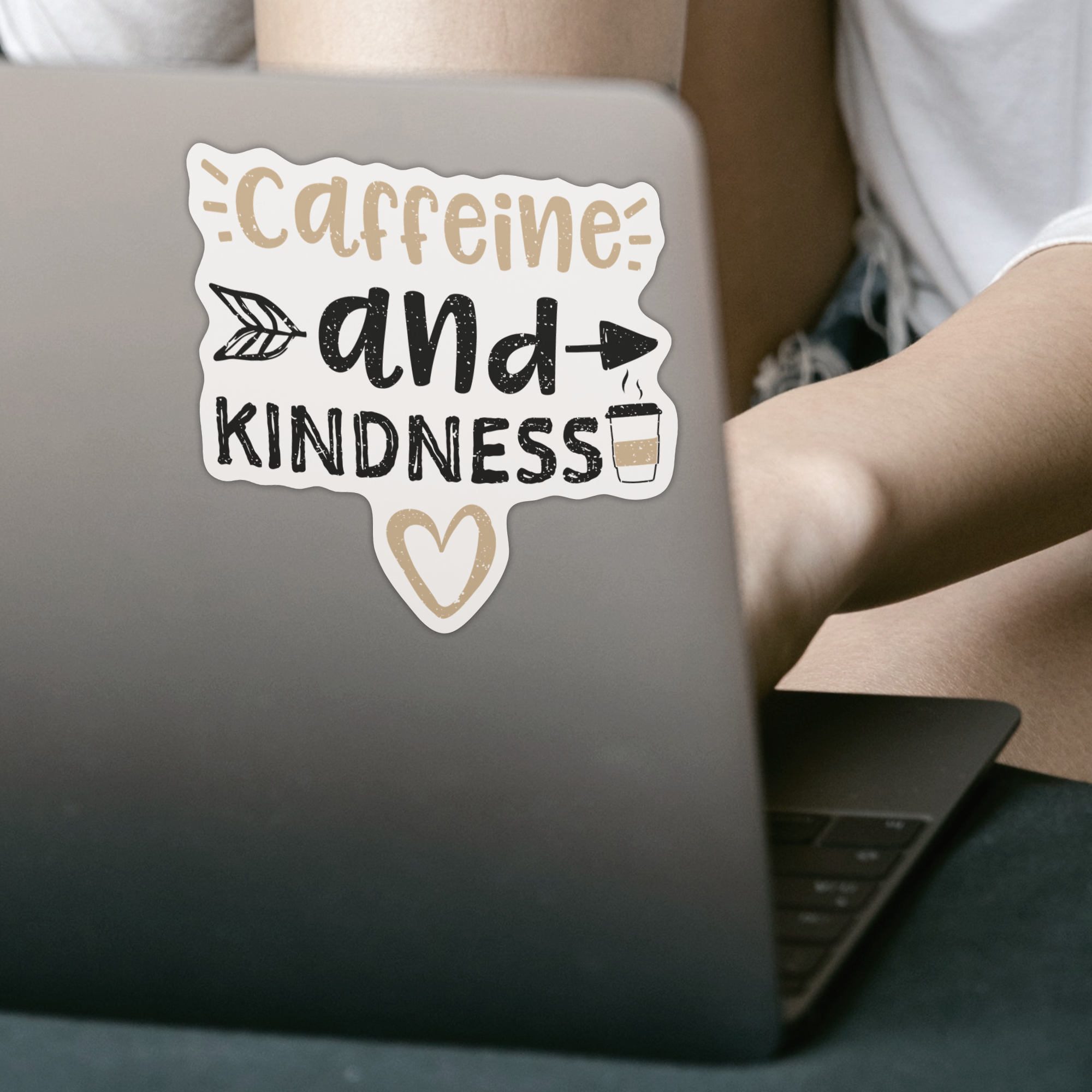 Caffeine And Kindness Sticker - DESIGNSBYJNK5.COM