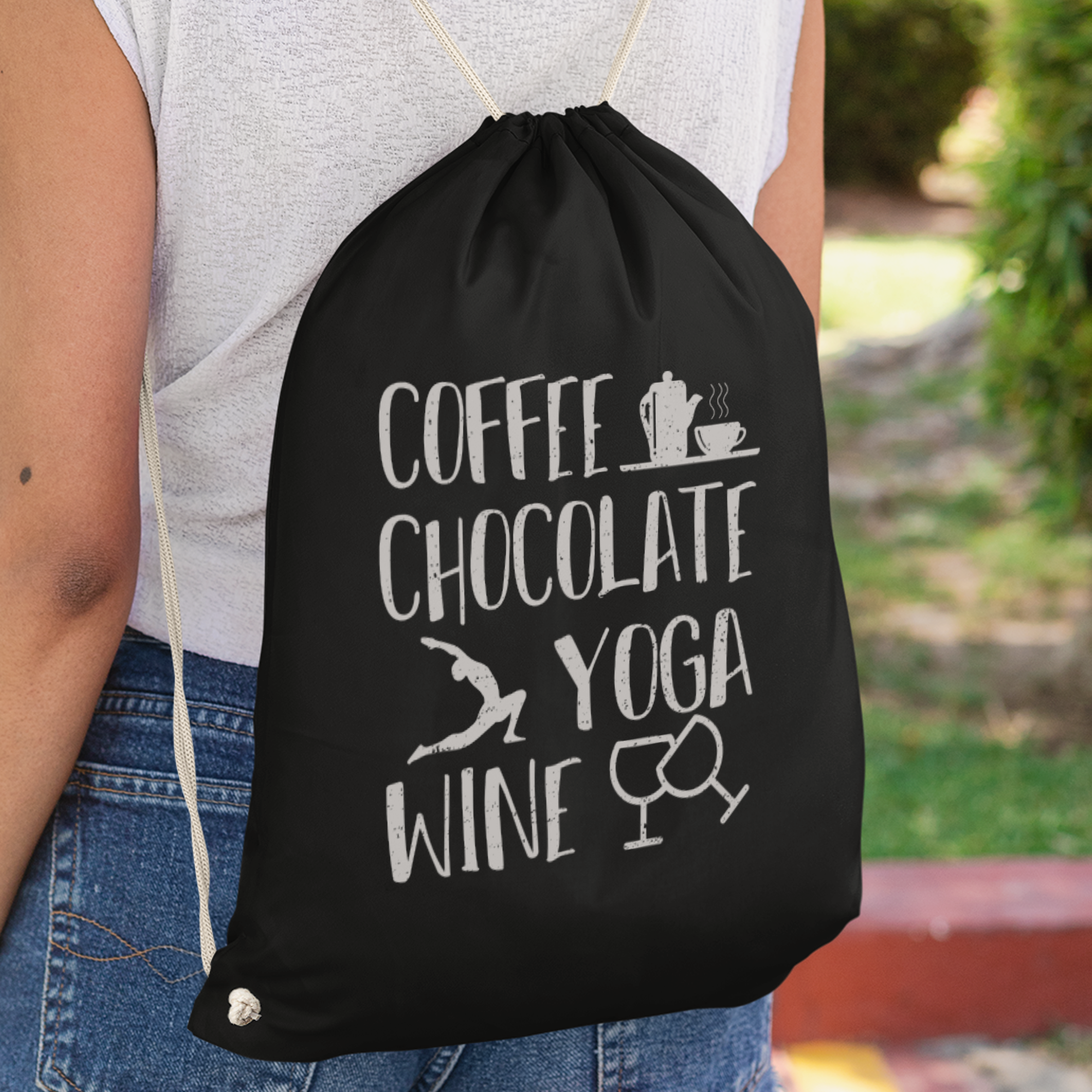 Coffee Chocolate Yoga Wine Turnbeutel - DESIGNSBYJNK5.COM