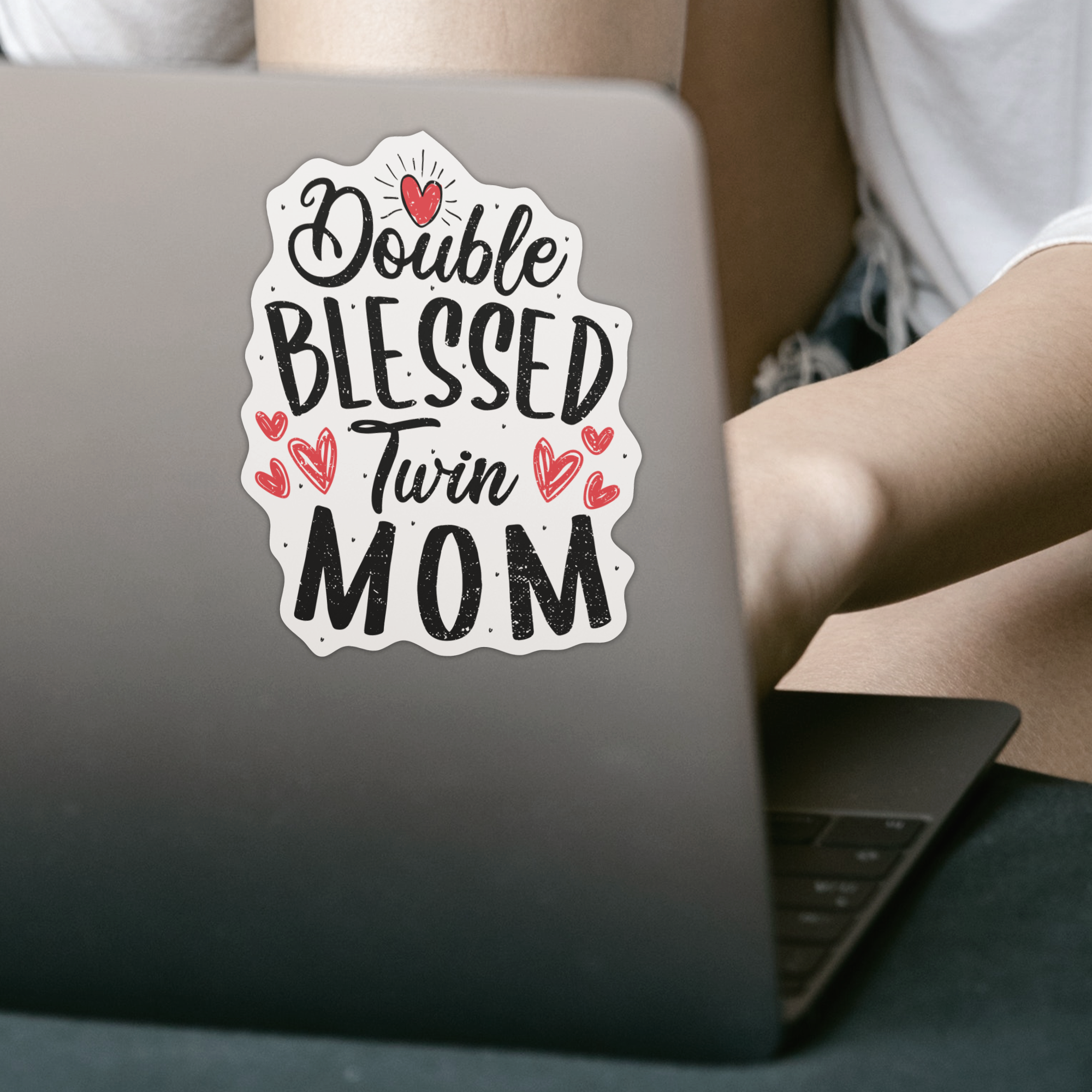 Double Blessed Twin Mom Sticker - DESIGNSBYJNK5.COM