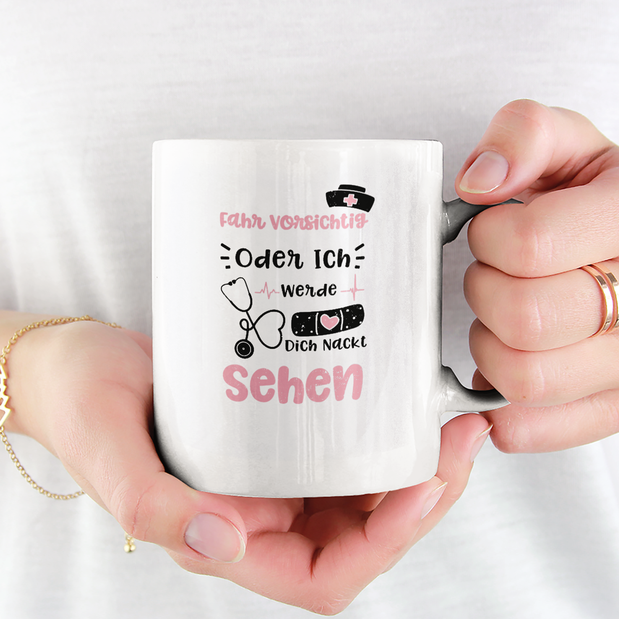 Fahr Vorsichtig Oder Ich Werde Dich Nackt Sehen Tasse - DESIGNSBYJNK5.COM