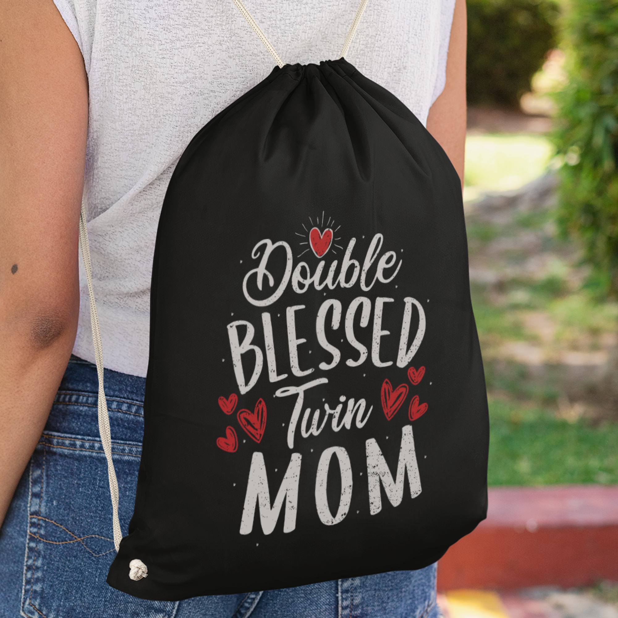 Double Blessed Twin Mom Turnbeutel - DESIGNSBYJNK5.COM