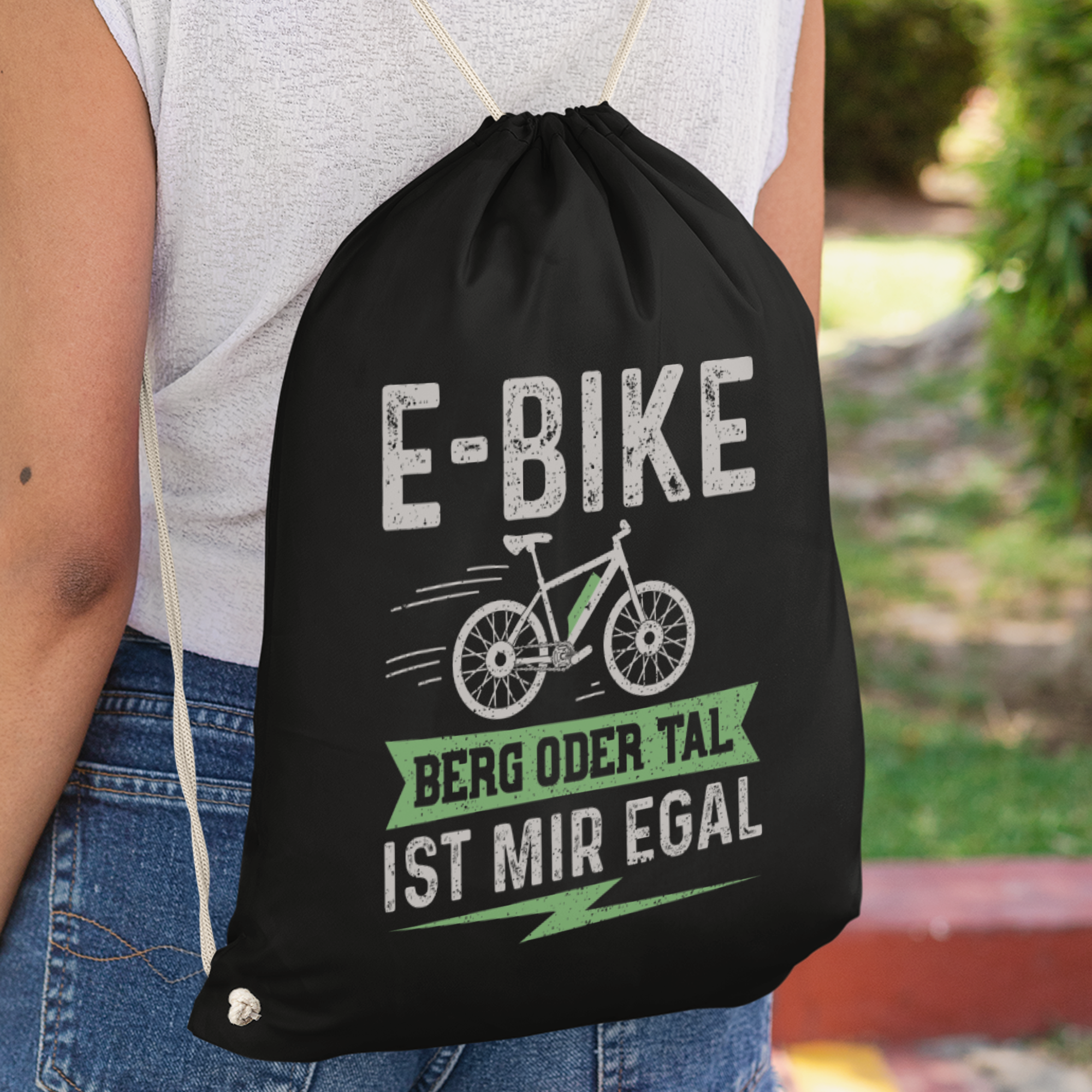 E-Bike Berg Oder Tal Ist Mir Egal Turnbeutel - DESIGNSBYJNK5.COM