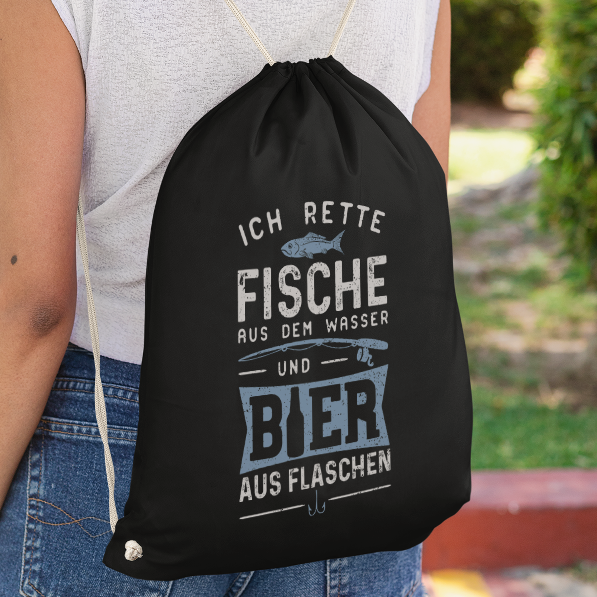 Ich Rette Fische Aus Dem Wasser Und Bier Aus Flaschen Turnbeutel - DESIGNSBYJNK5.COM