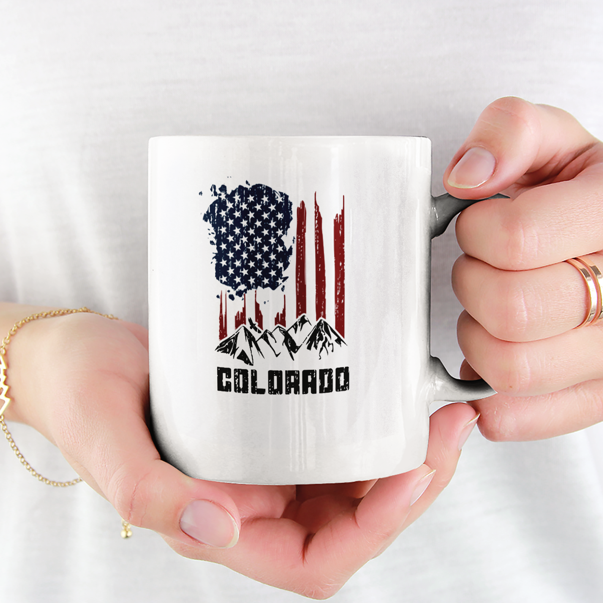 Colorado Mountains US Flag Tasse - DESIGNSBYJNK5.COM