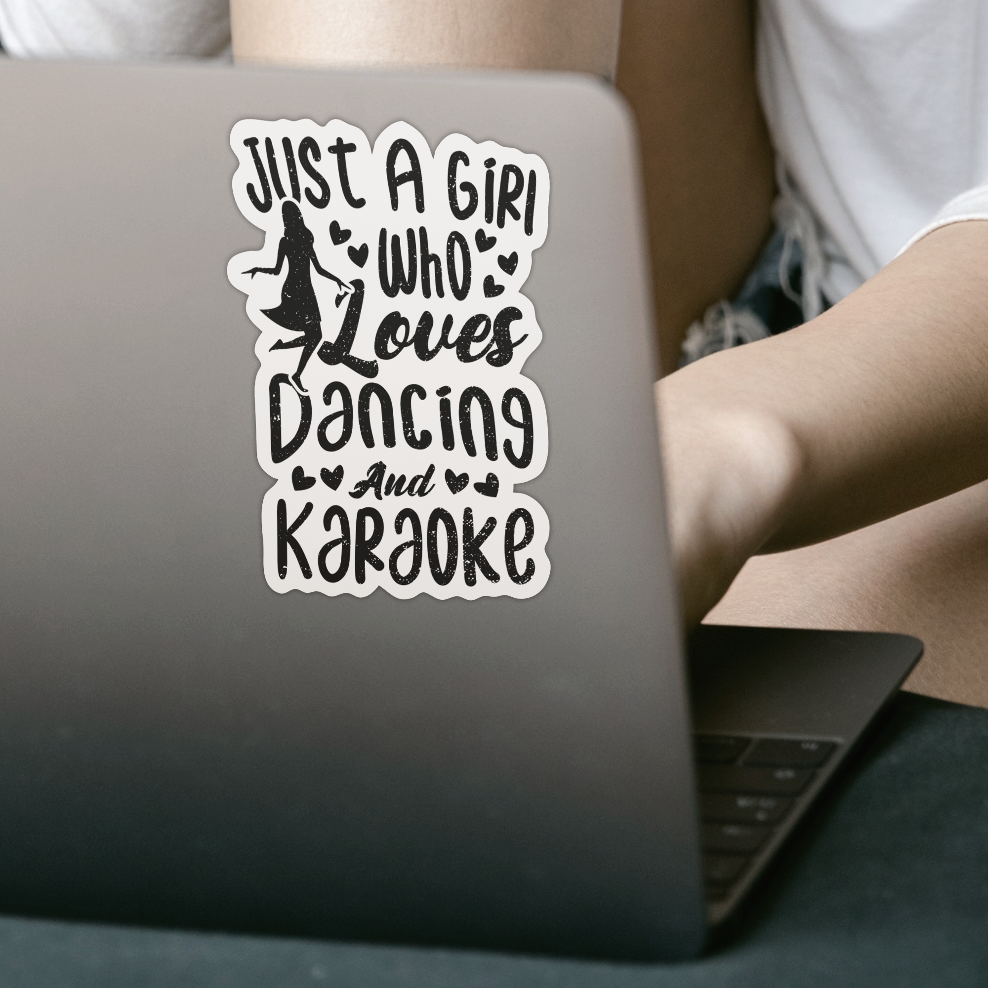 Just A Girl Who Loves Dancing And Karaoke Sticker - DESIGNSBYJNK5.COM