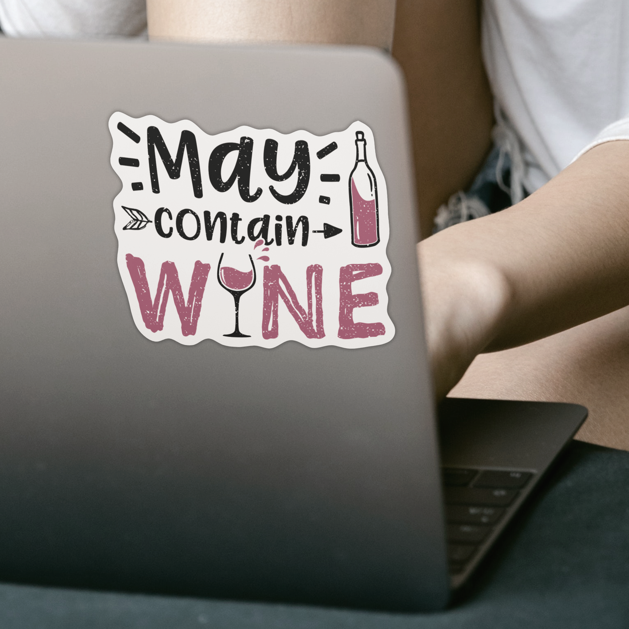 May Contain Wine Sticker - DESIGNSBYJNK5.COM
