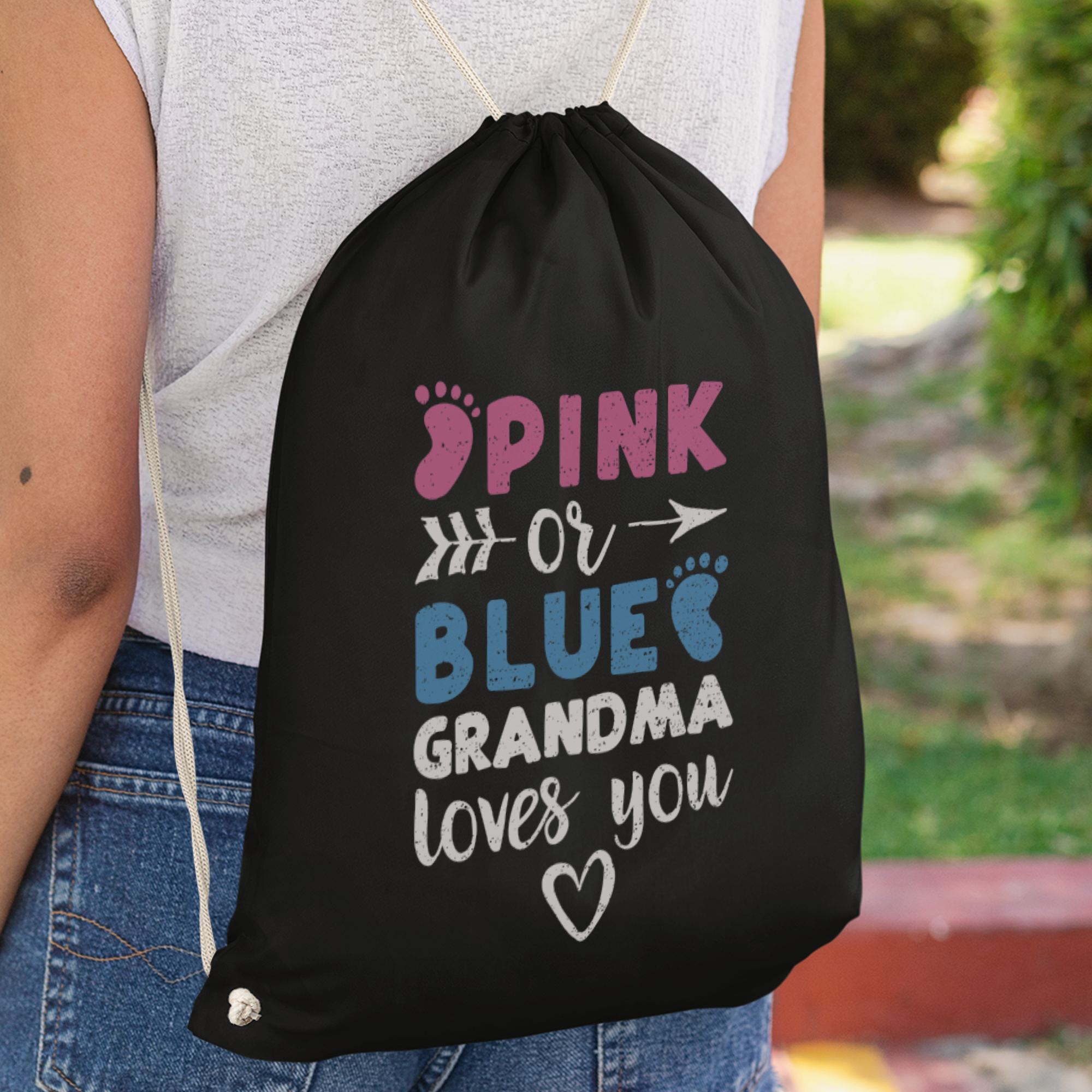 Pink Or Blue Grandma Loves You Turnbeutel - DESIGNSBYJNK5.COM