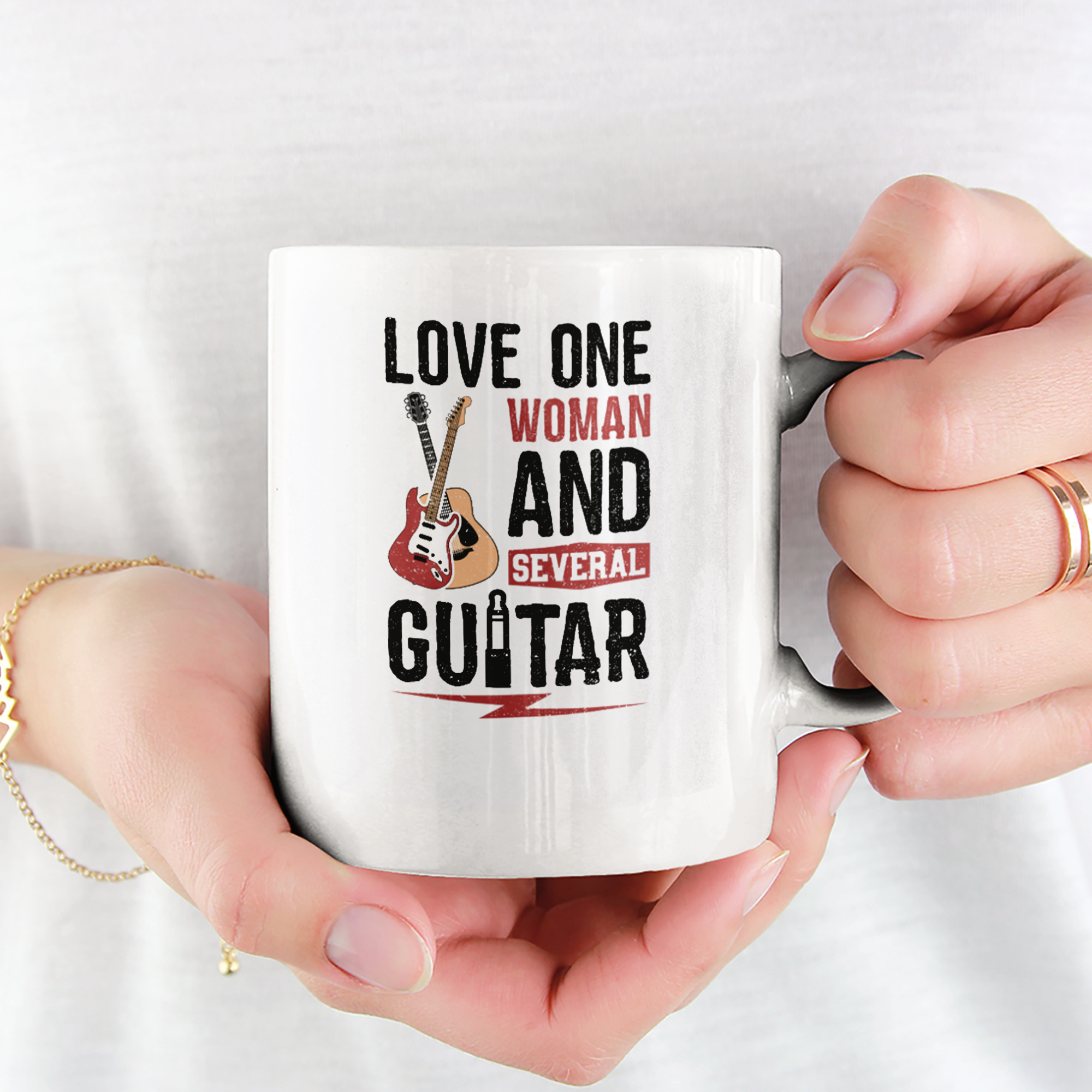 Love One Woman And Several Guitars Tasse - DESIGNSBYJNK5.COM