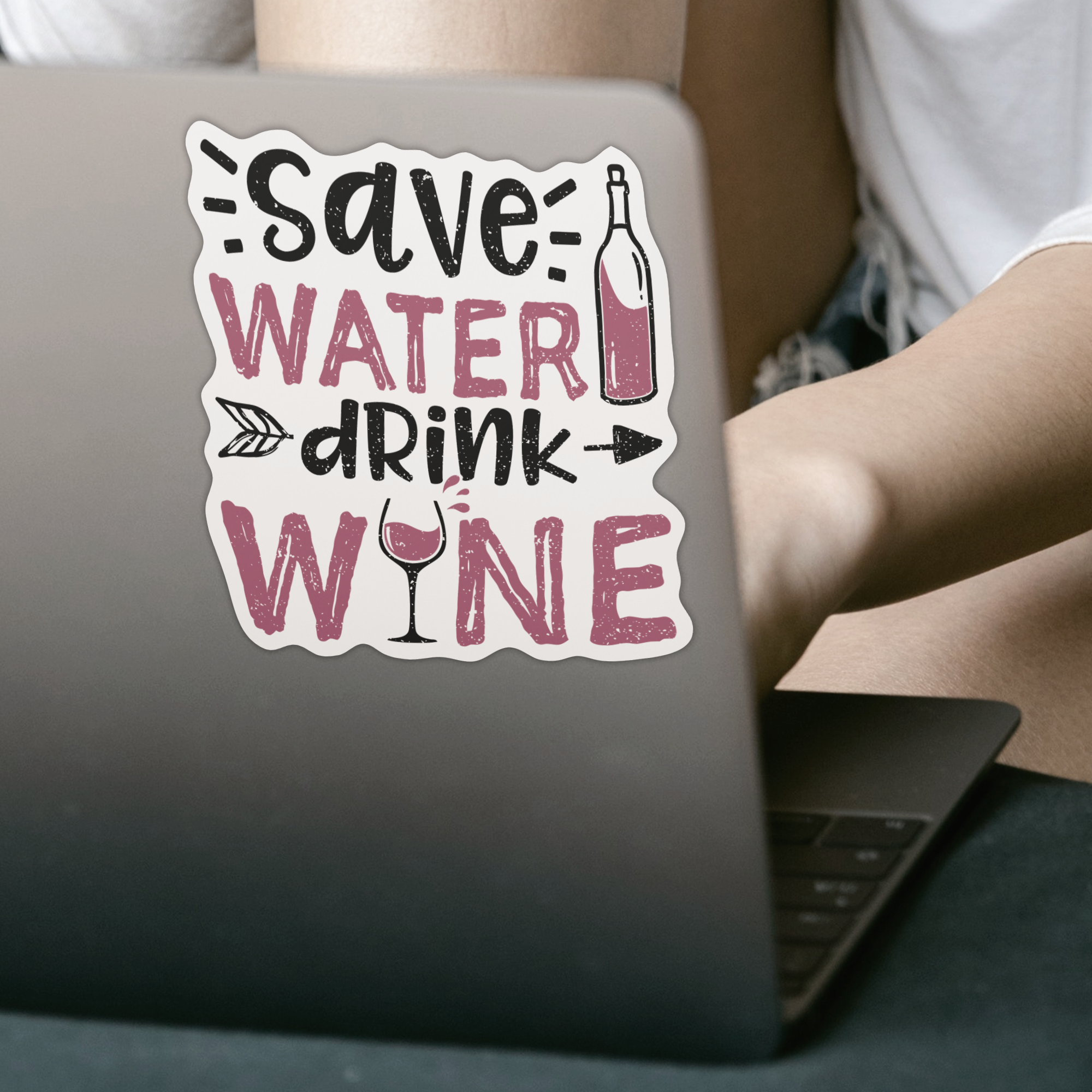 Save Water Drink Wine Sticker - DESIGNSBYJNK5.COM