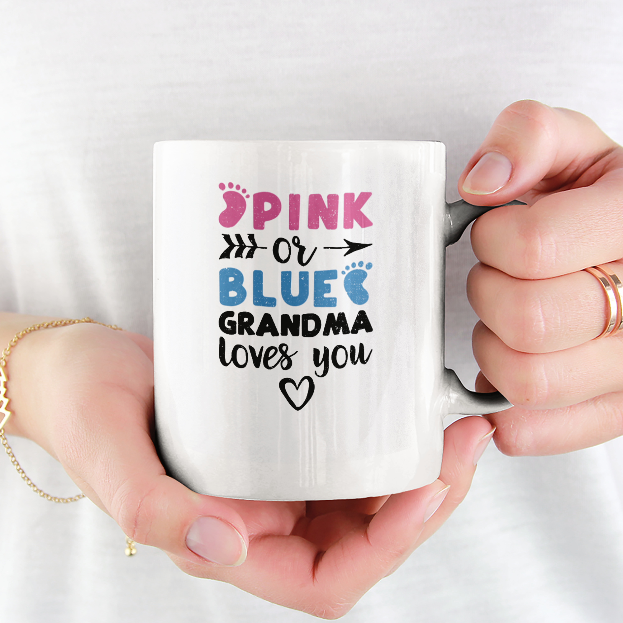 Pink Or Blue Grandma Loves You Tasse - DESIGNSBYJNK5.COM