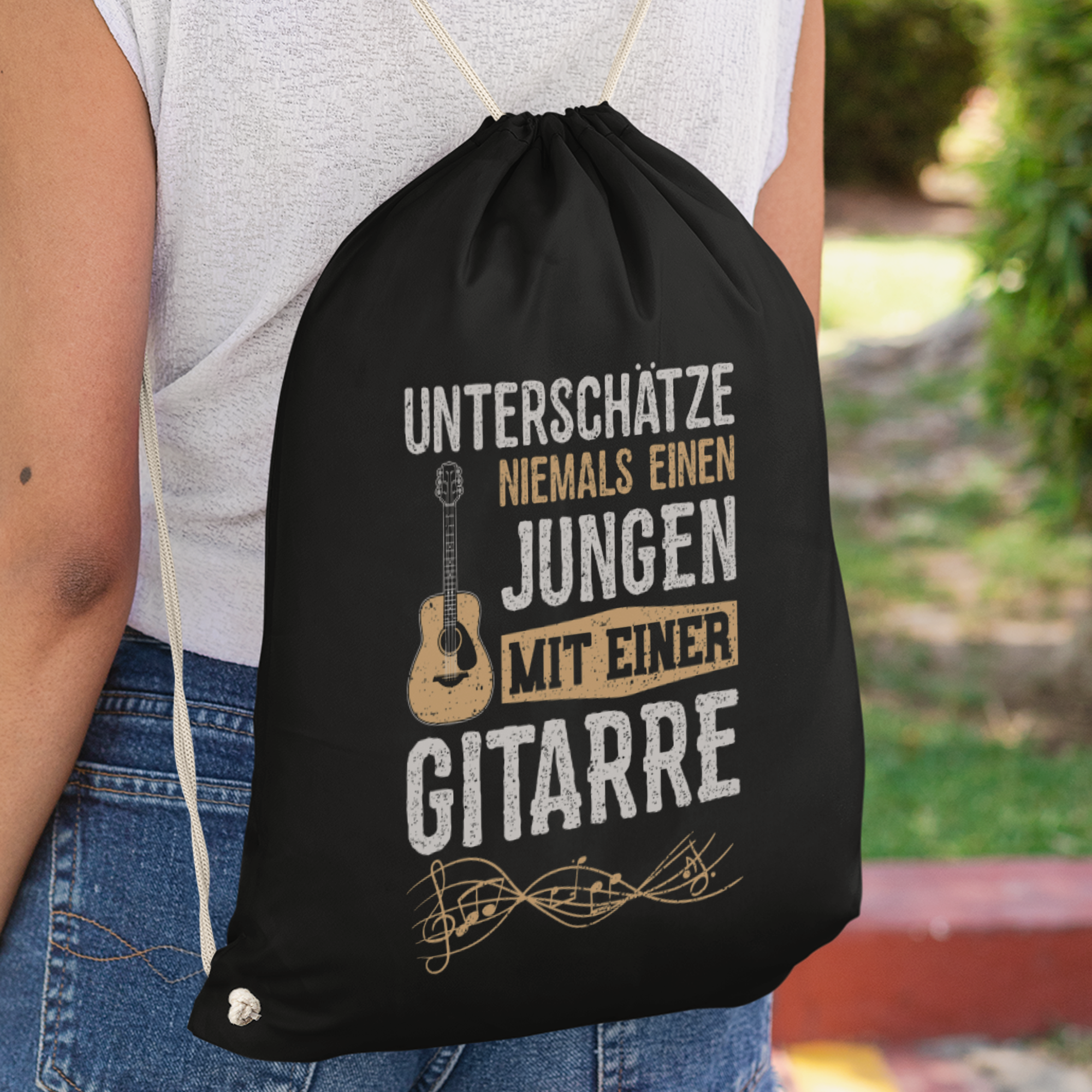 Unterschätze Niemals Einen Jungen Mit Einer Gitarre Turnbeutel - DESIGNSBYJNK5.COM