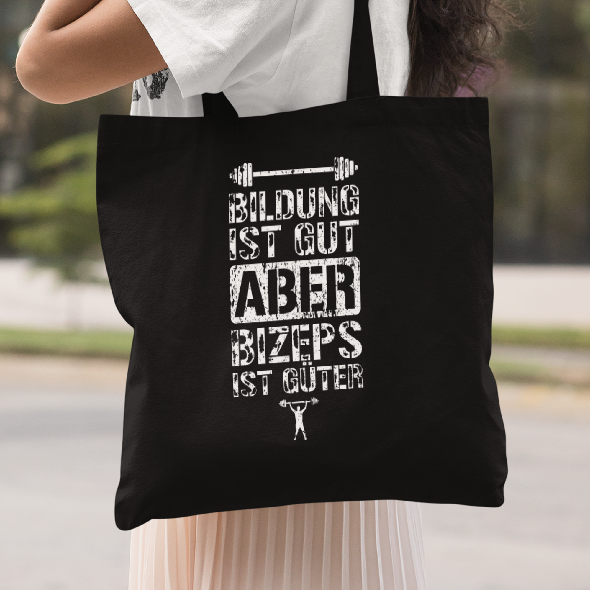 Bildung Ist Gut Aber Bizeps Ist Guter Stoffbeutel - DESIGNSBYJNK5.COM