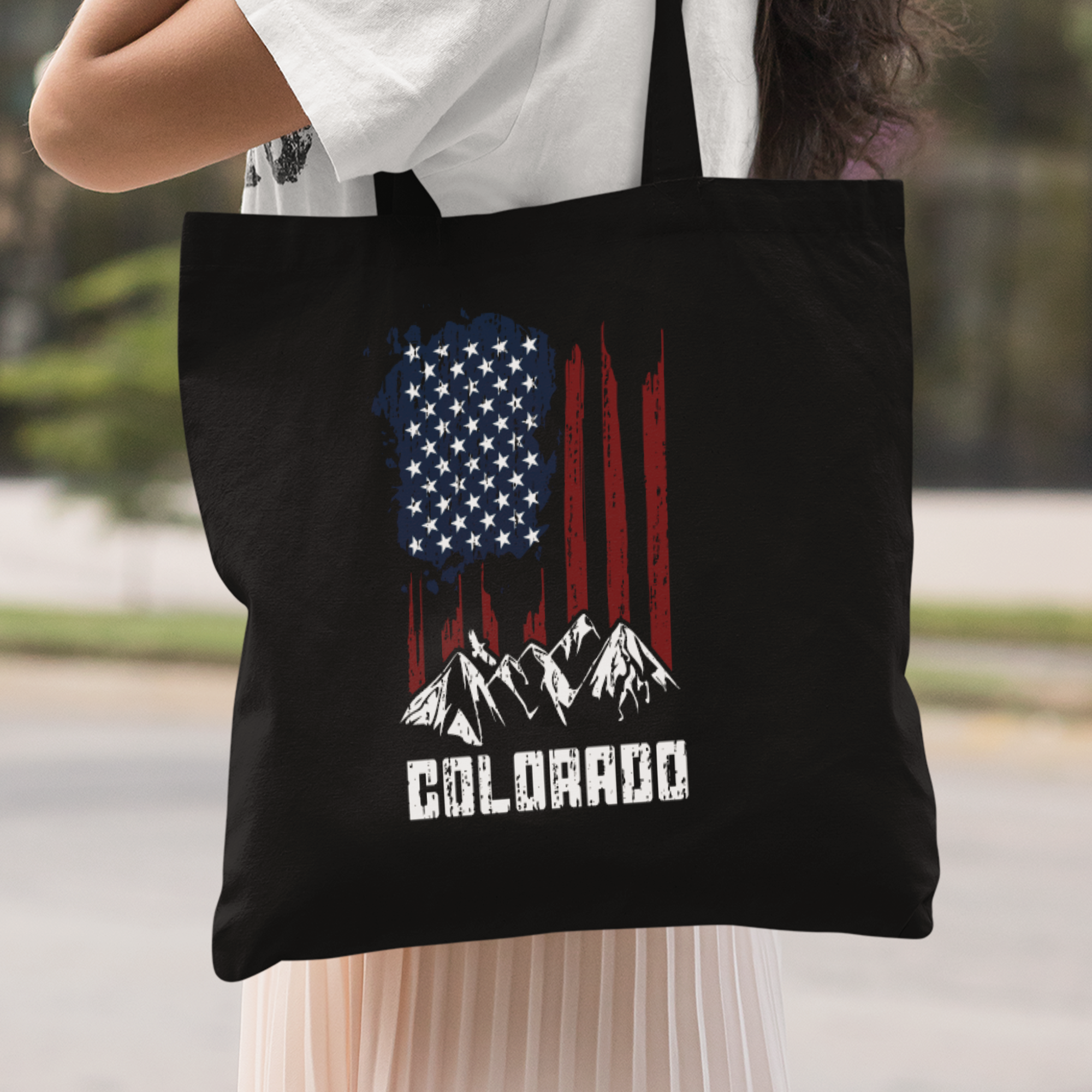 Colorado Mountains US Flag Stoffbeutel - DESIGNSBYJNK5.COM