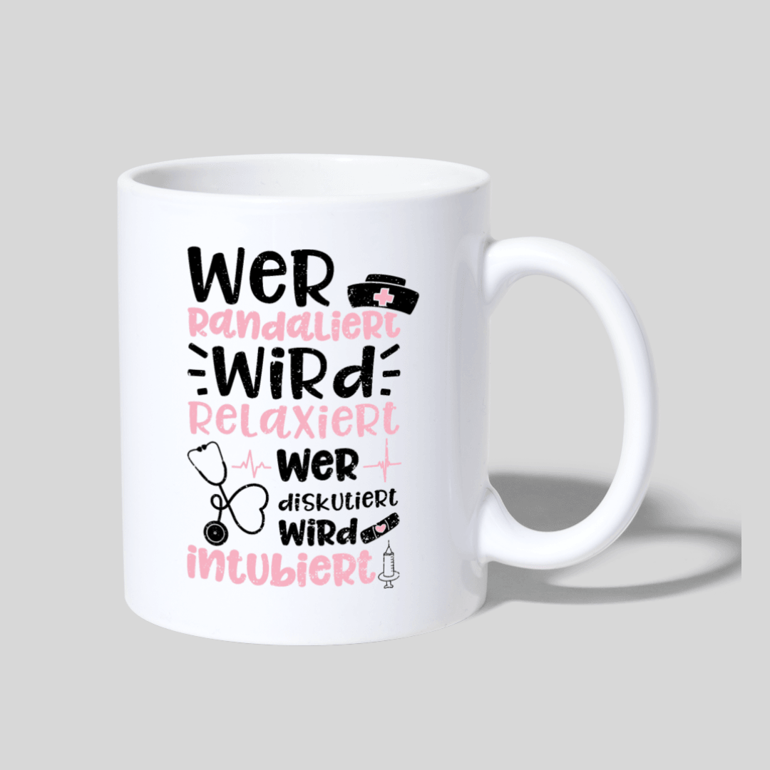 Tazza Divertente Per Infermiera – "Wer Randaliert Wird Relaxiert" – Regalo Umoristico Rosa Per Donne, Colleghe O Studenti Di Medicina