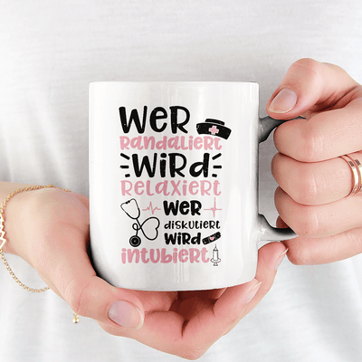 Tazza Divertente Per Infermiera – "Wer Randaliert Wird Relaxiert" – Regalo Umoristico Rosa Per Donne, Colleghe O Studenti Di Medicina